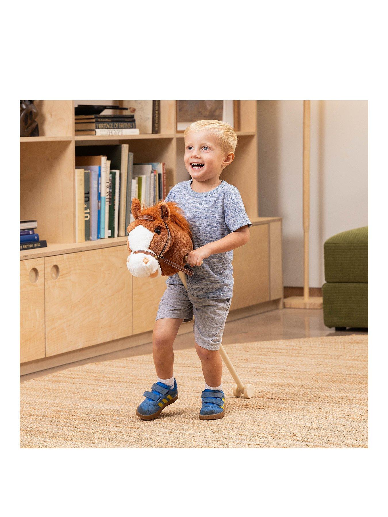 Hobby Horse with Galloping Sounds and Wheels - Dark Brown