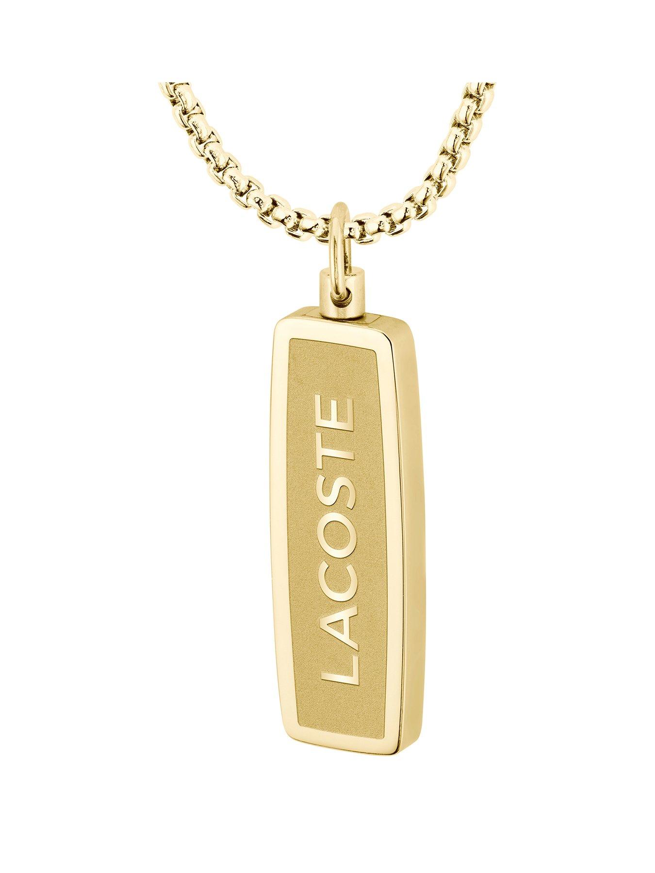Lacoste Mens District Gold Plated Reversible Pendant Necklace - Gold