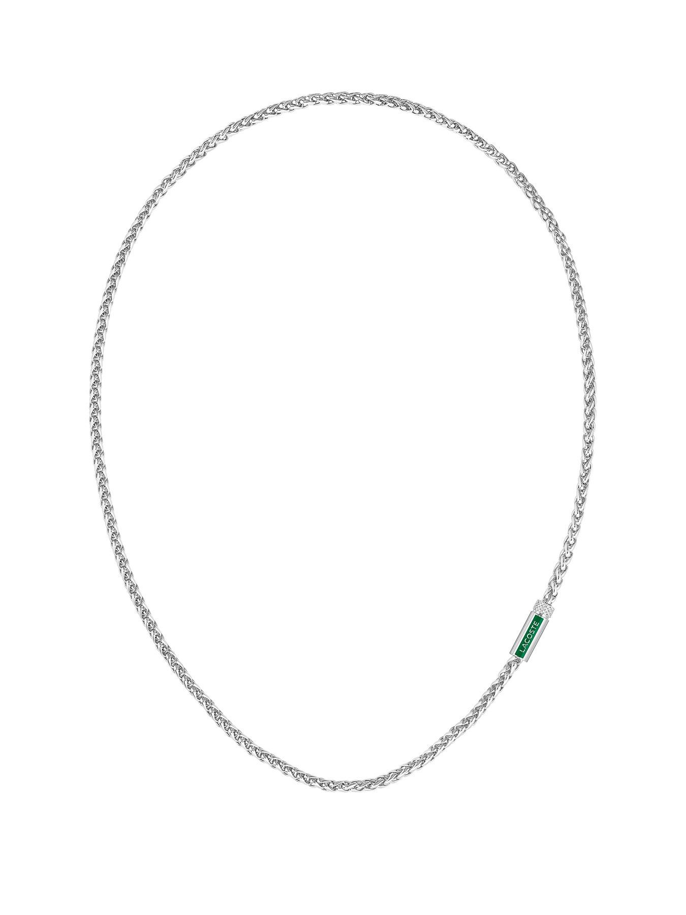 undefined Lacoste Mens Spelt Stainless Steel Necklace - Silver