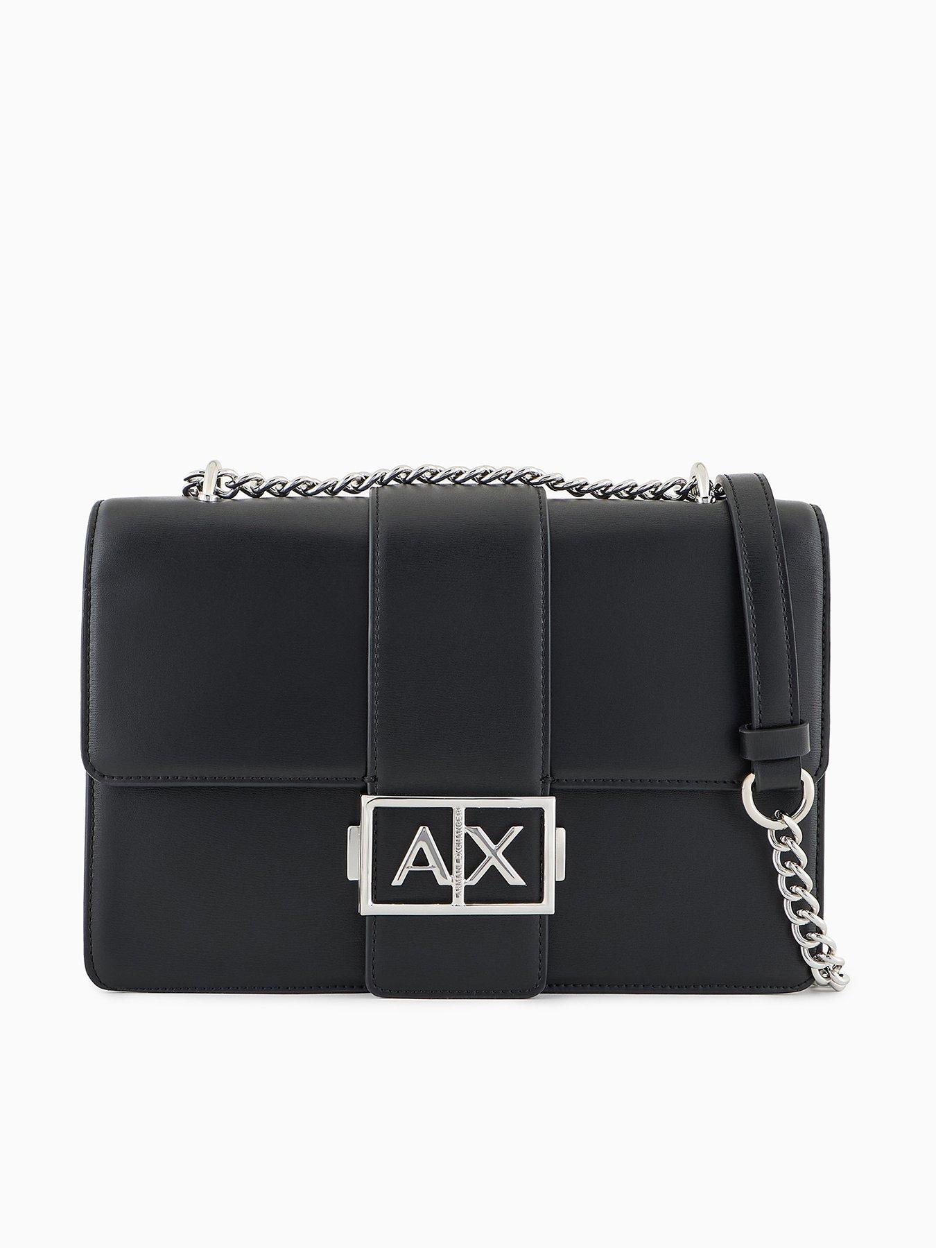Armani Exchange Metal Logo Shoulder Bag - Black
