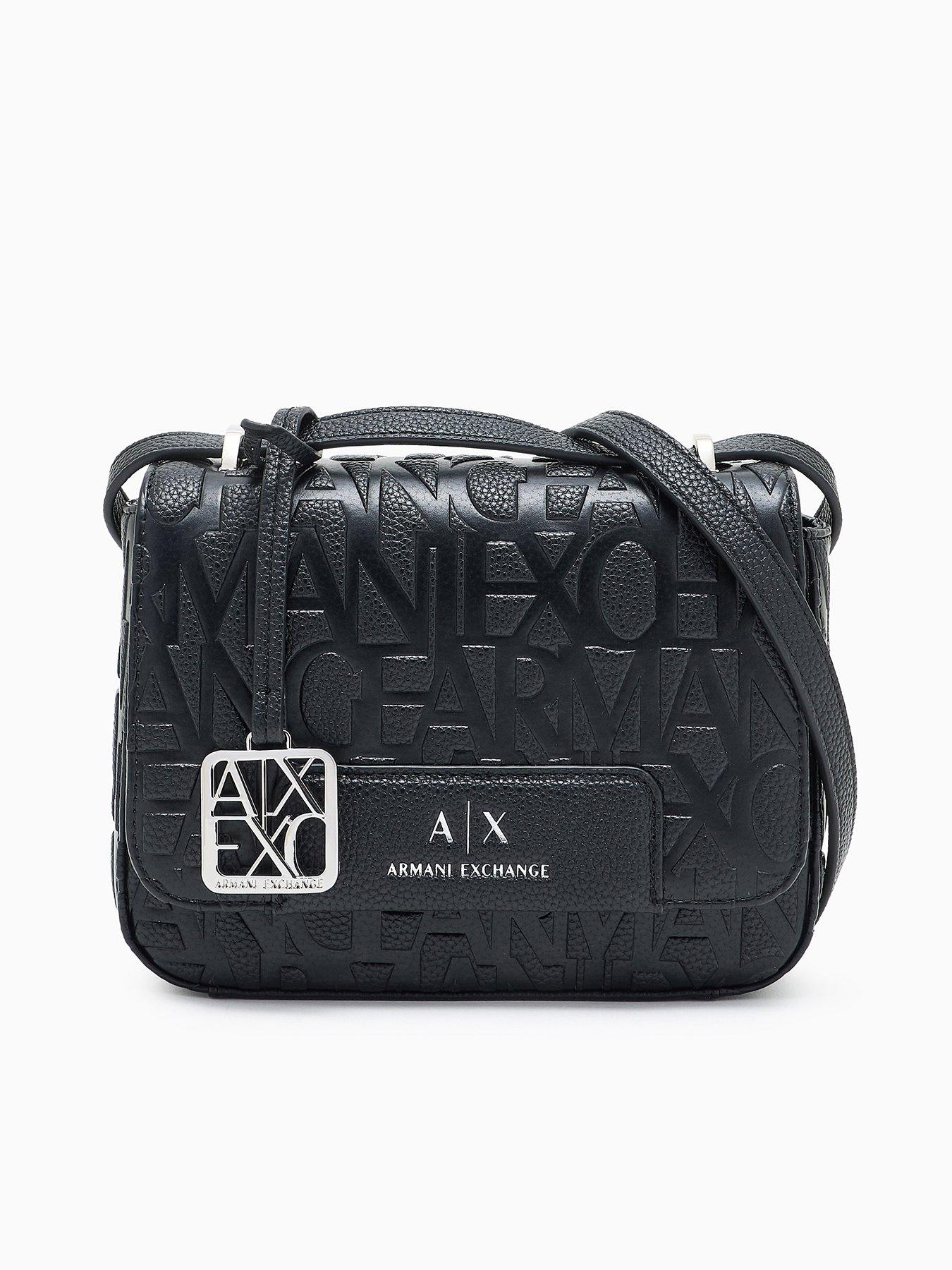 Armani Exchange All Over Logo Shoulder Bag - Black