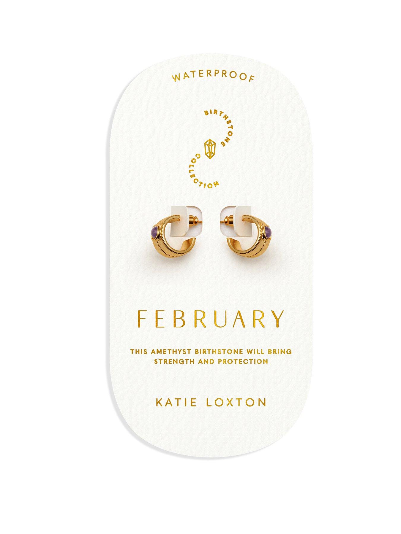 Katie Loxton BIRTHSTONE HOOP EARRINGS - JANUARY - Garnet - 1.4cm x 0.7cm x 1.5cm