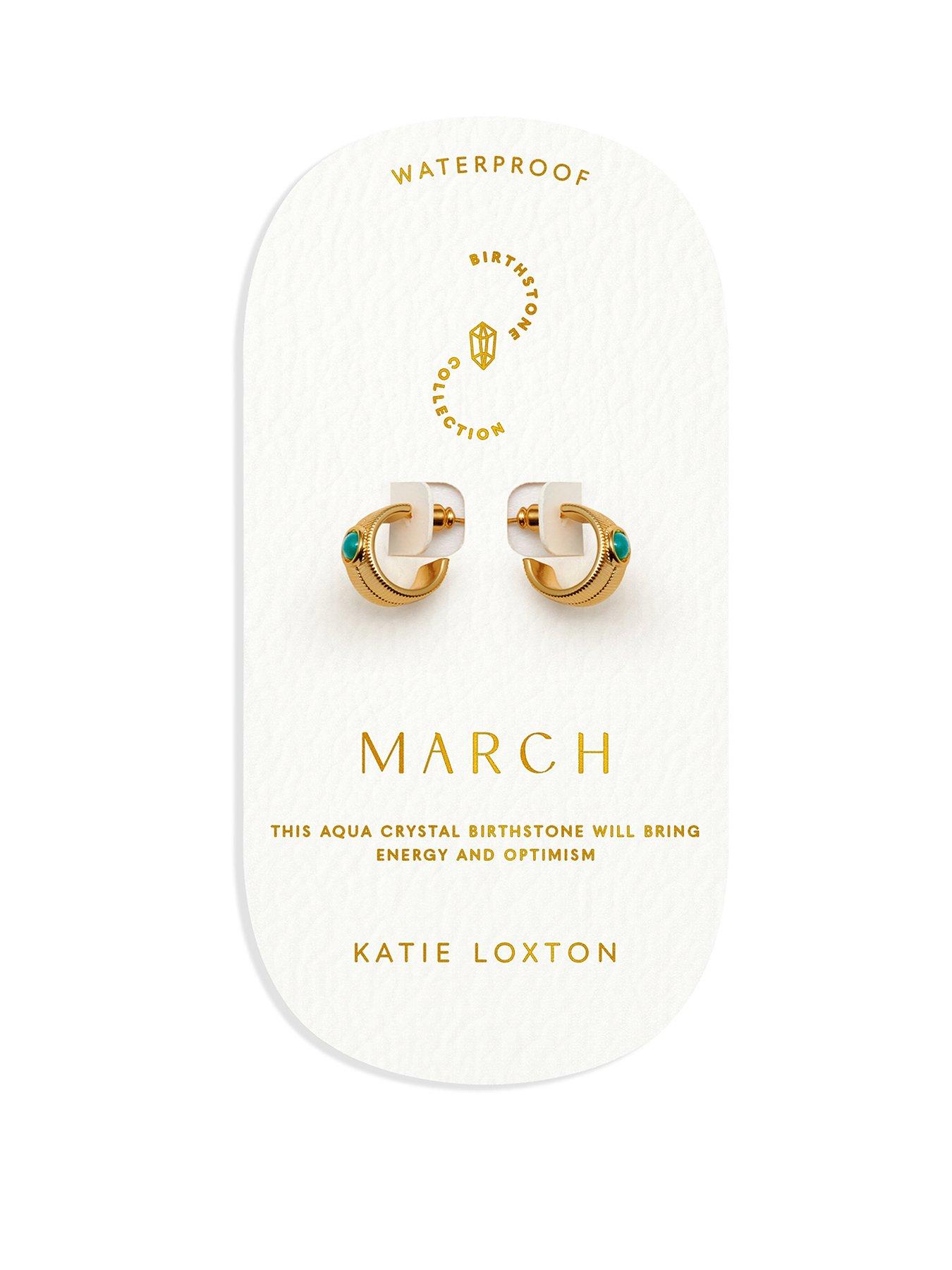 Katie Loxton BIRTHSTONE HOOP EARRINGS  Rock Crystal , 1.4cm x 0.7cm x 1.5cm