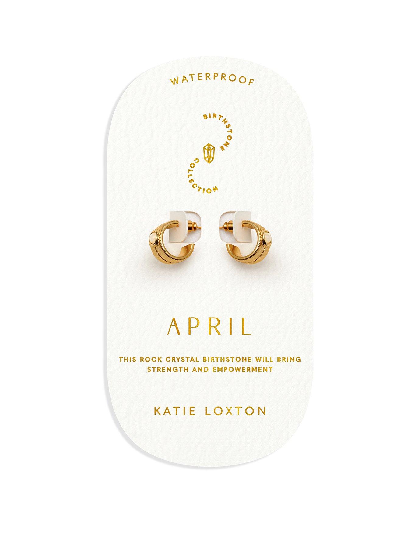 undefined BIRTHSTONE HOOP EARRINGS  Rock Crystal , 1.4cm x 0.7cm x 1.5cm