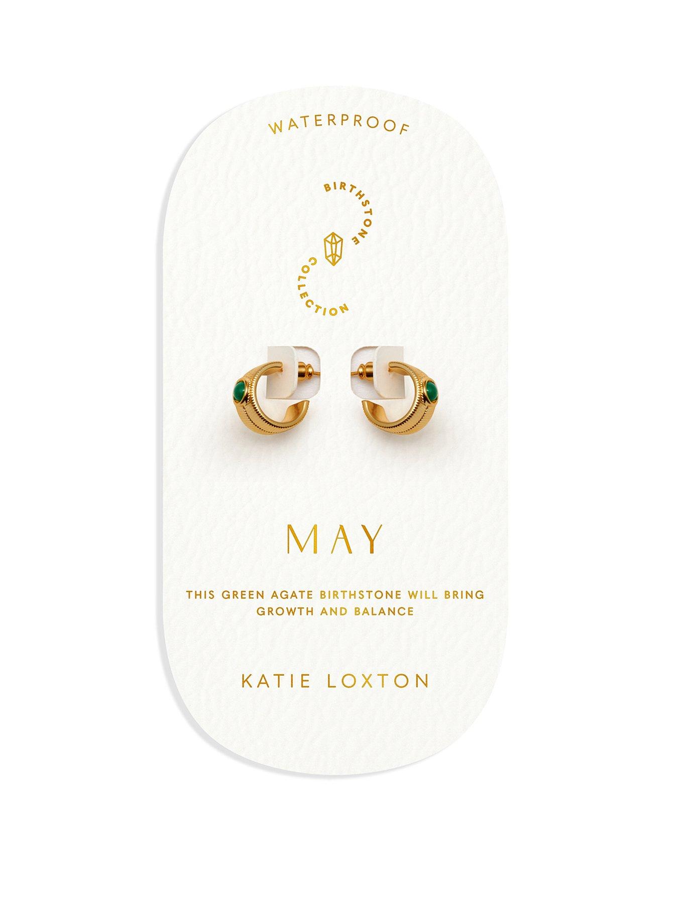 Katie Loxton BIRTHSTONE HOOP EARRINGS Rock Crystal , 1.4cm x 0.7cm x 1.5cm