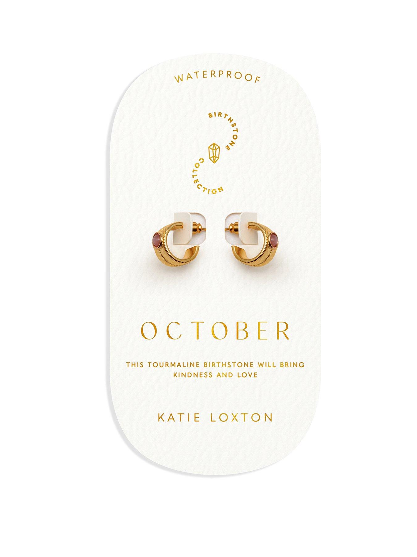 Katie Loxton BIRTHSTONE HOOP EARRINGS - JANUARY - Garnet - 1.4cm x 0.7cm x 1.5cm