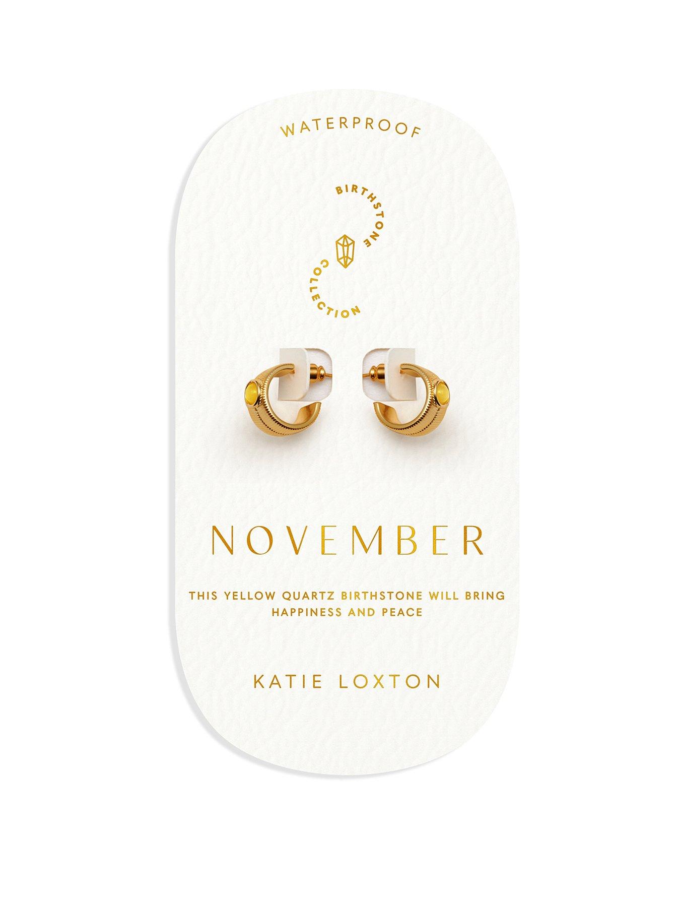 Katie Loxton BIRTHSTONE HOOP EARRINGS  Rock Crystal , 1.4cm x 0.7cm x 1.5cm