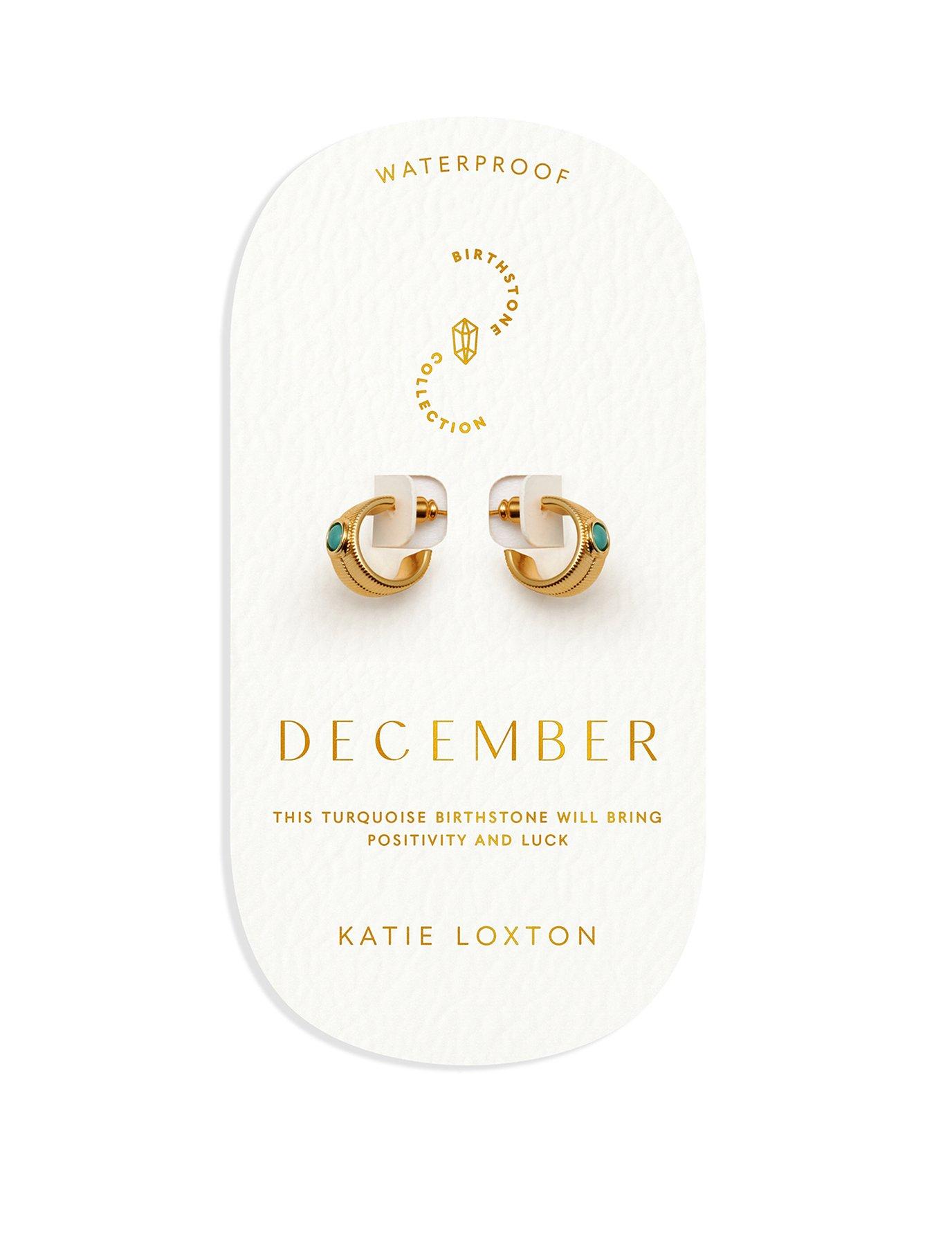 Katie Loxton BIRTHSTONE HOOP EARRINGS Rock Crystal , 1.4cm x 0.7cm x 1.5cm