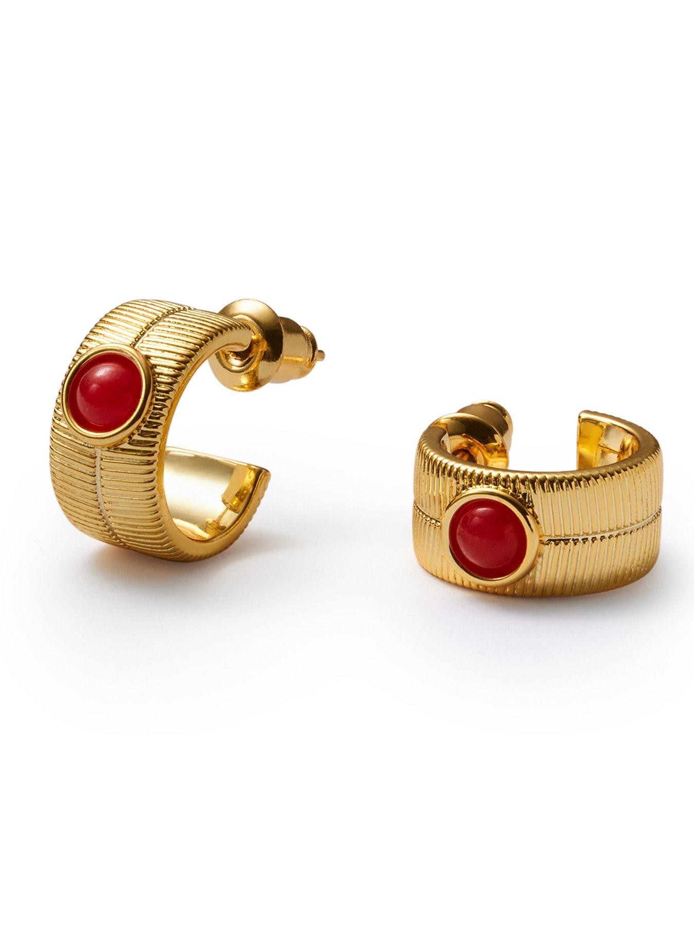 Image 3 of 5 of Katie Loxton BIRTHSTONE HOOP EARRINGS - JANUARY - Garnet - 1.4cm x 0.7cm x 1.5cm