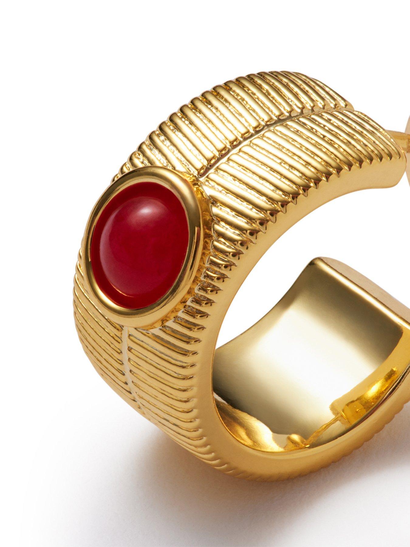 Image 4 of 5 of Katie Loxton BIRTHSTONE HOOP EARRINGS - JANUARY - Garnet - 1.4cm x 0.7cm x 1.5cm