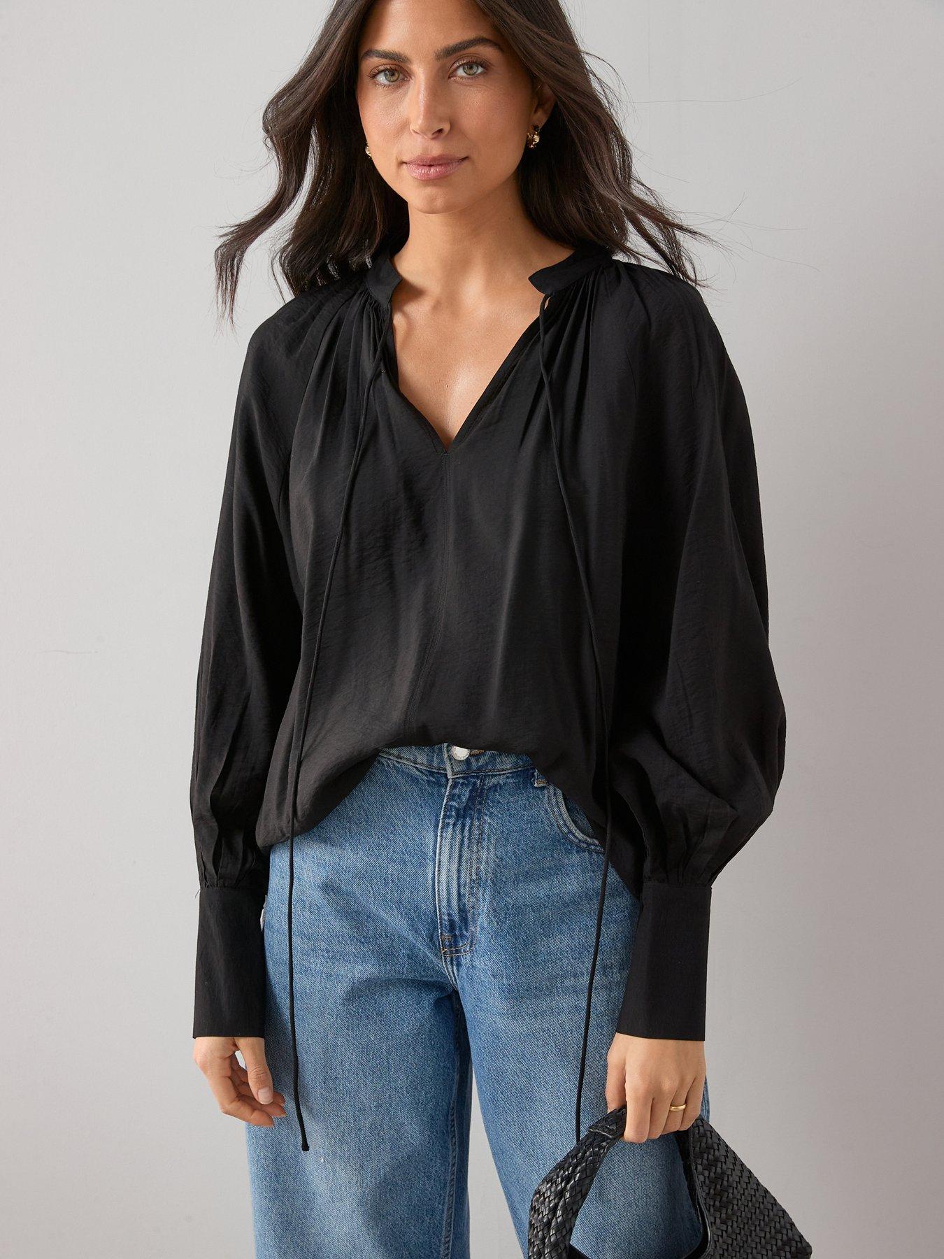The Very Collection V Neck Floaty Blouse - Black