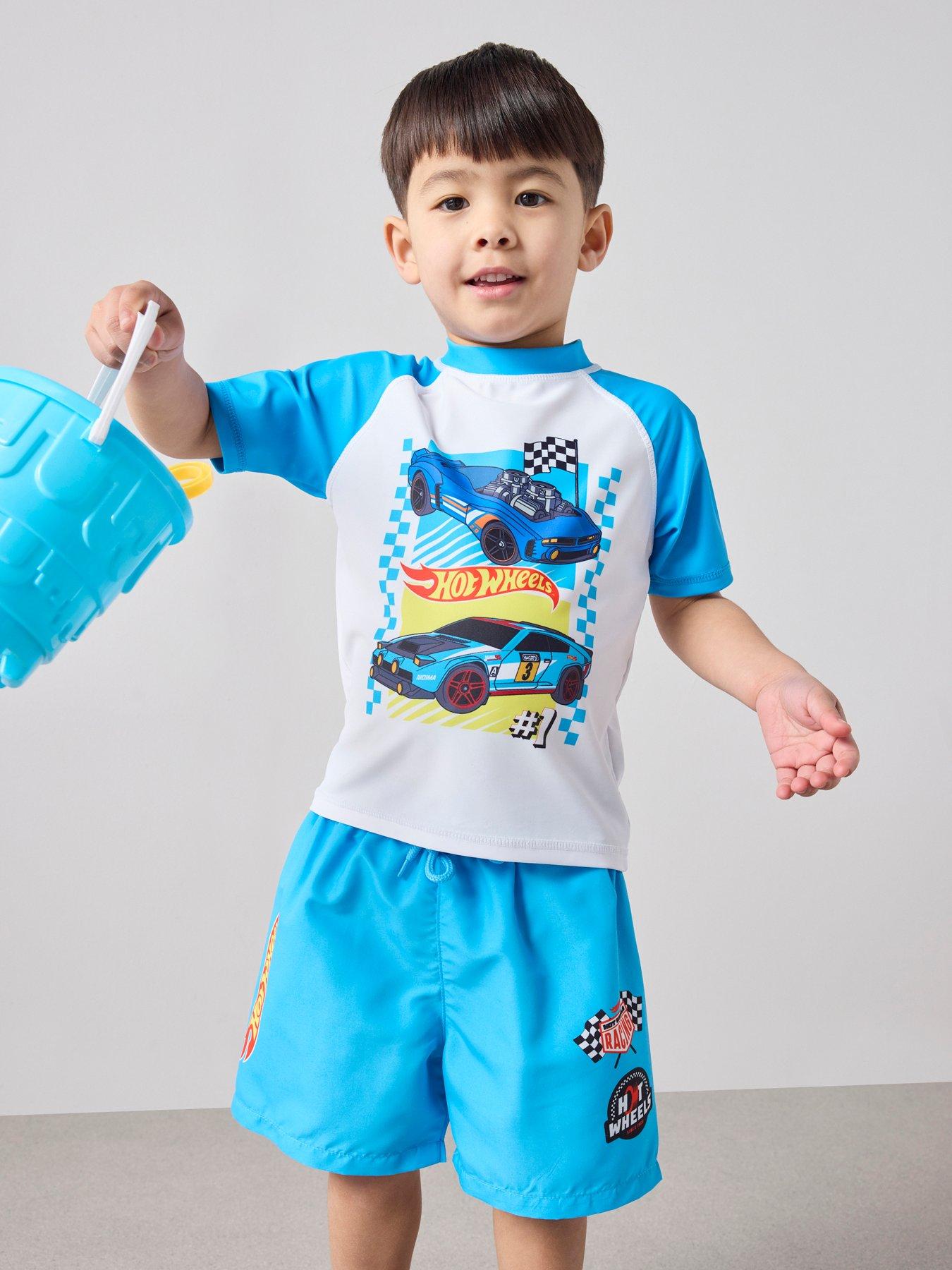 The Very Collection Hot Wheels Rash Vest And Swim Short Set - Blue