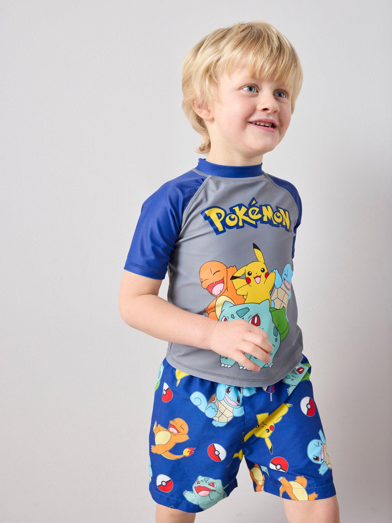 The Very Collection Pokemon Rash Vest And Swim Short Set - Blue/Grey | Very