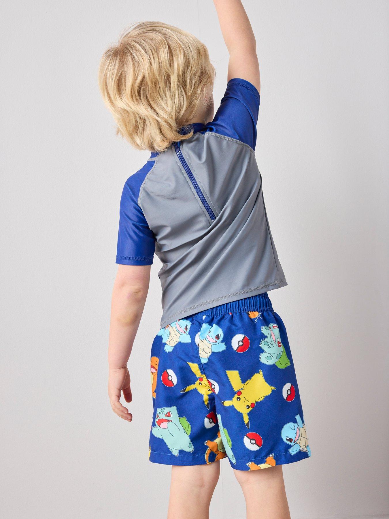The Very Collection Pokemon Rash Vest And Swim Short Set - Blue/Grey | Very