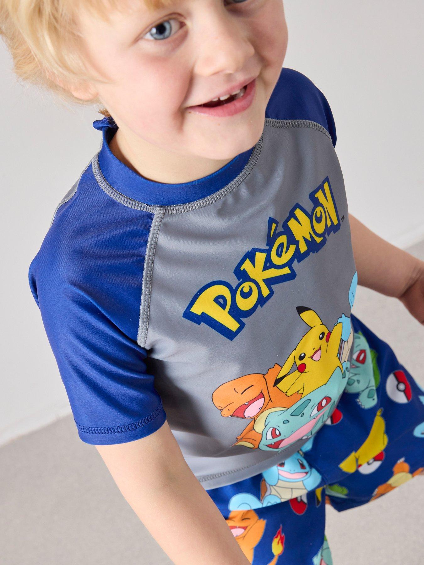 The Very Collection Pokemon Rash Vest And Swim Short Set - Blue/Grey | Very