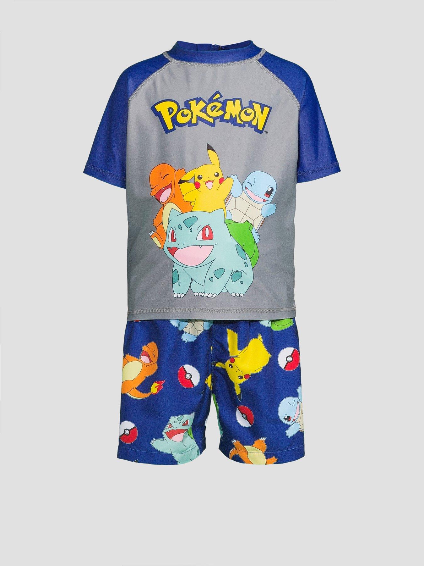 The Very Collection Pokemon Rash Vest And Swim Short Set - Blue/Grey | Very