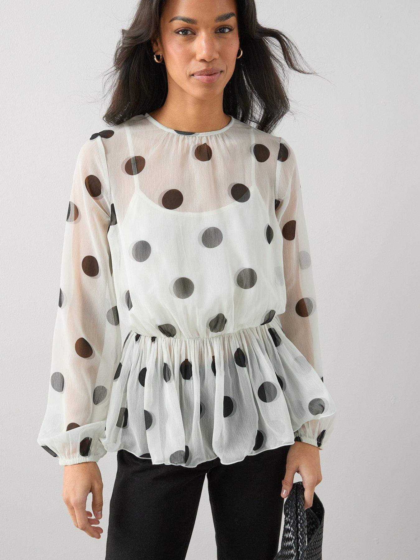 The Very Collection Polka Dot Peplum Blouse - Print | Very