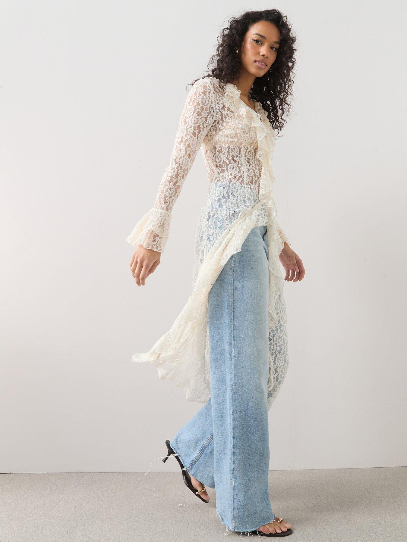 The Very Collection Ruffle Lace Maxi Blouse - White