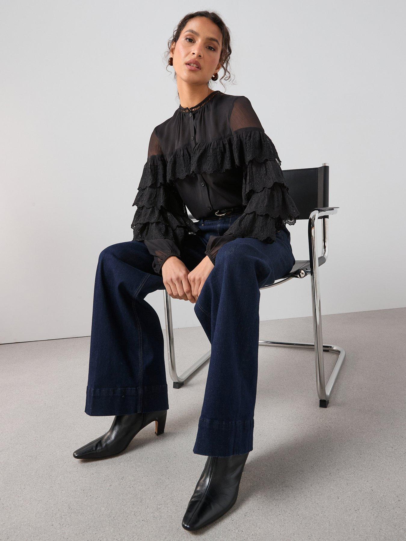 The Very Collection Tiered Lace Blouse - Black