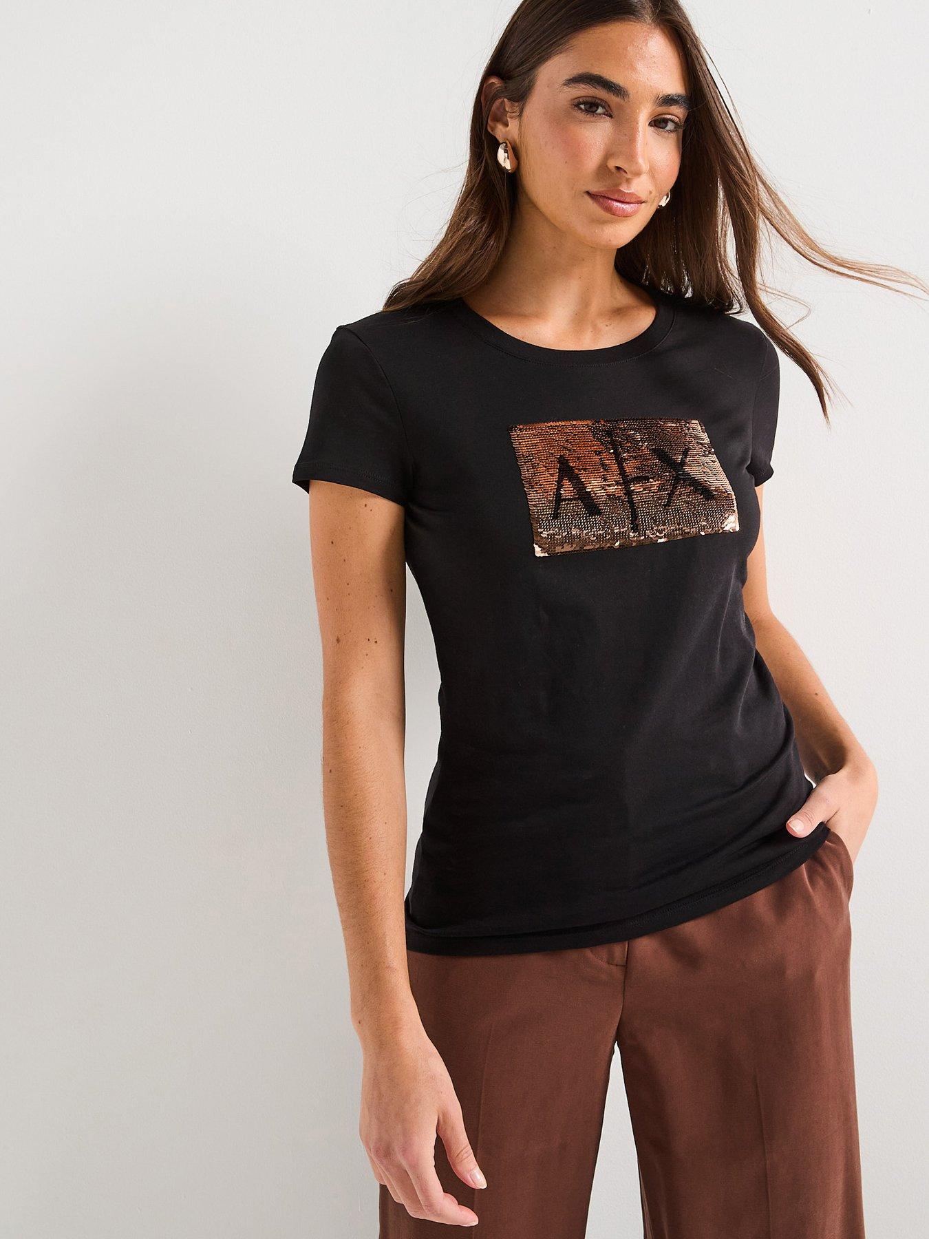 Armani Exchange T-Shirt, Black, Size Xs, Women