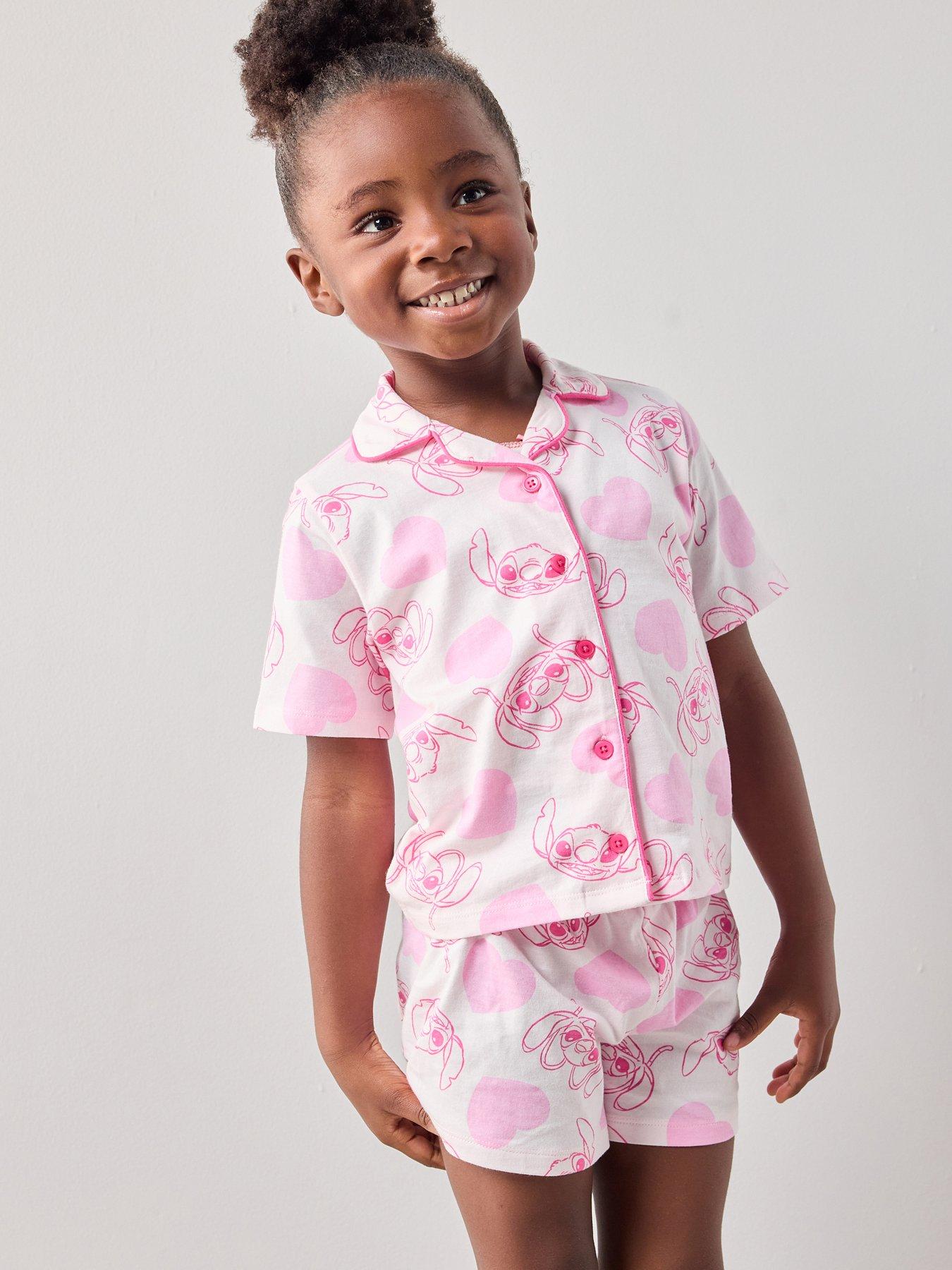 The Very Collection Lilo  &  Stitch Heart Button Down Short Pyjama Set - Pink
