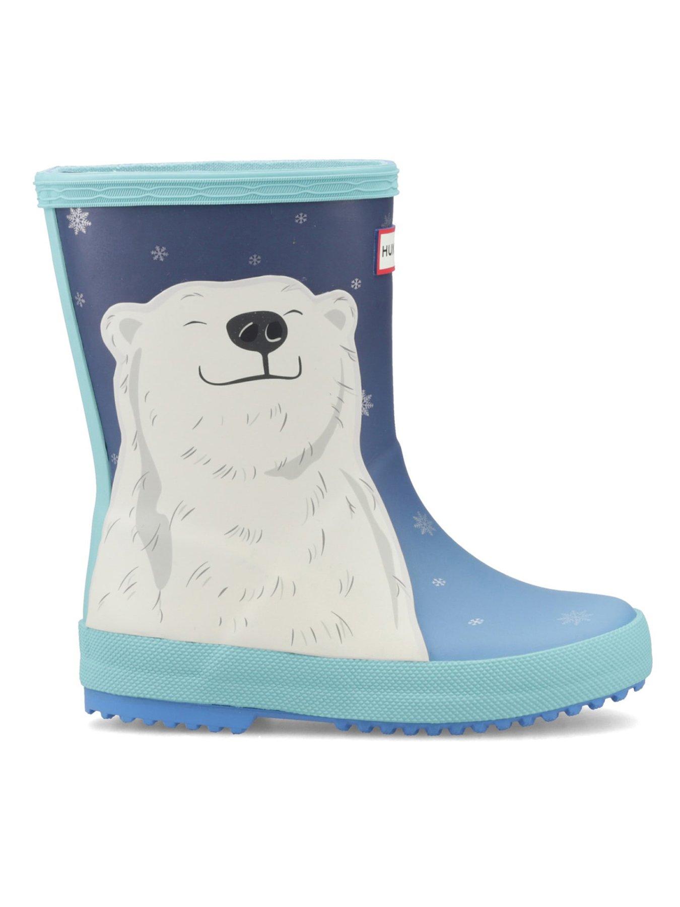 Hunter Kids First Polar Bear Print Boot, White, Size 13 Younger