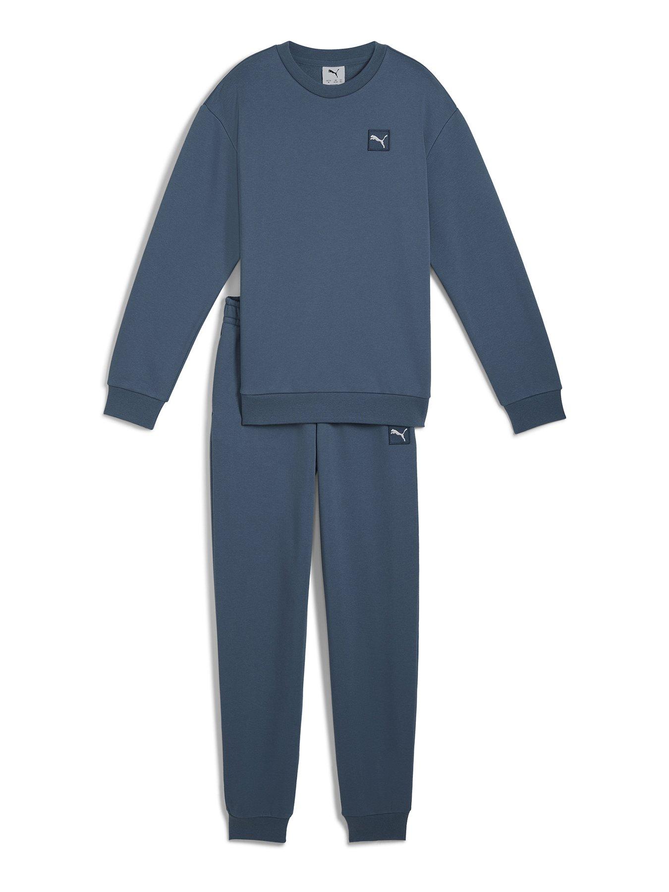 Puma Junior Boys Elevated Relaxed Crew Sweat Set  - Blue