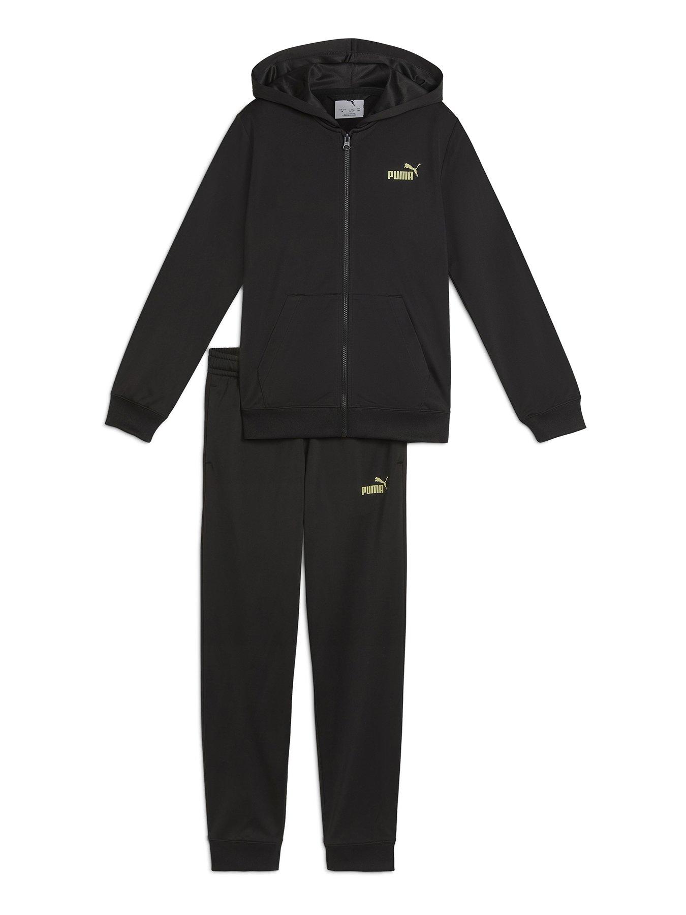 Puma Junior Boys Hooded Full-Zip Poly Suit B - Black