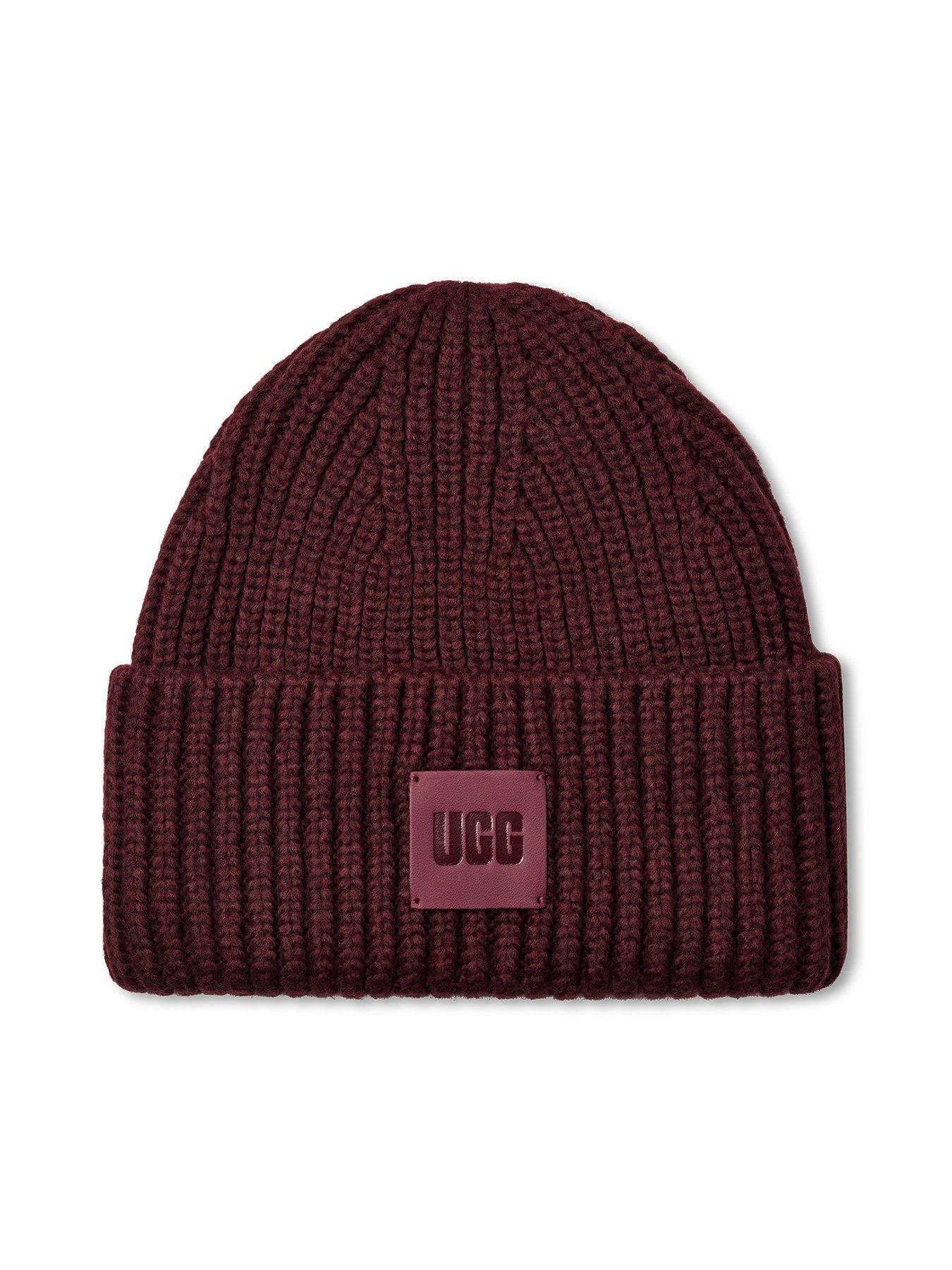 Image 1 of 1 of UGG Chunky Rib Beanie Hat - Dark Red