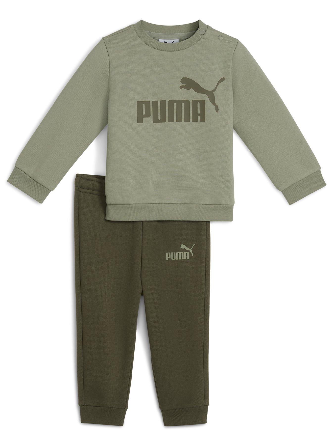 Puma Infant Boys Minicats Ess Crew Set Fl Inf, Green, Size 9-12 Months