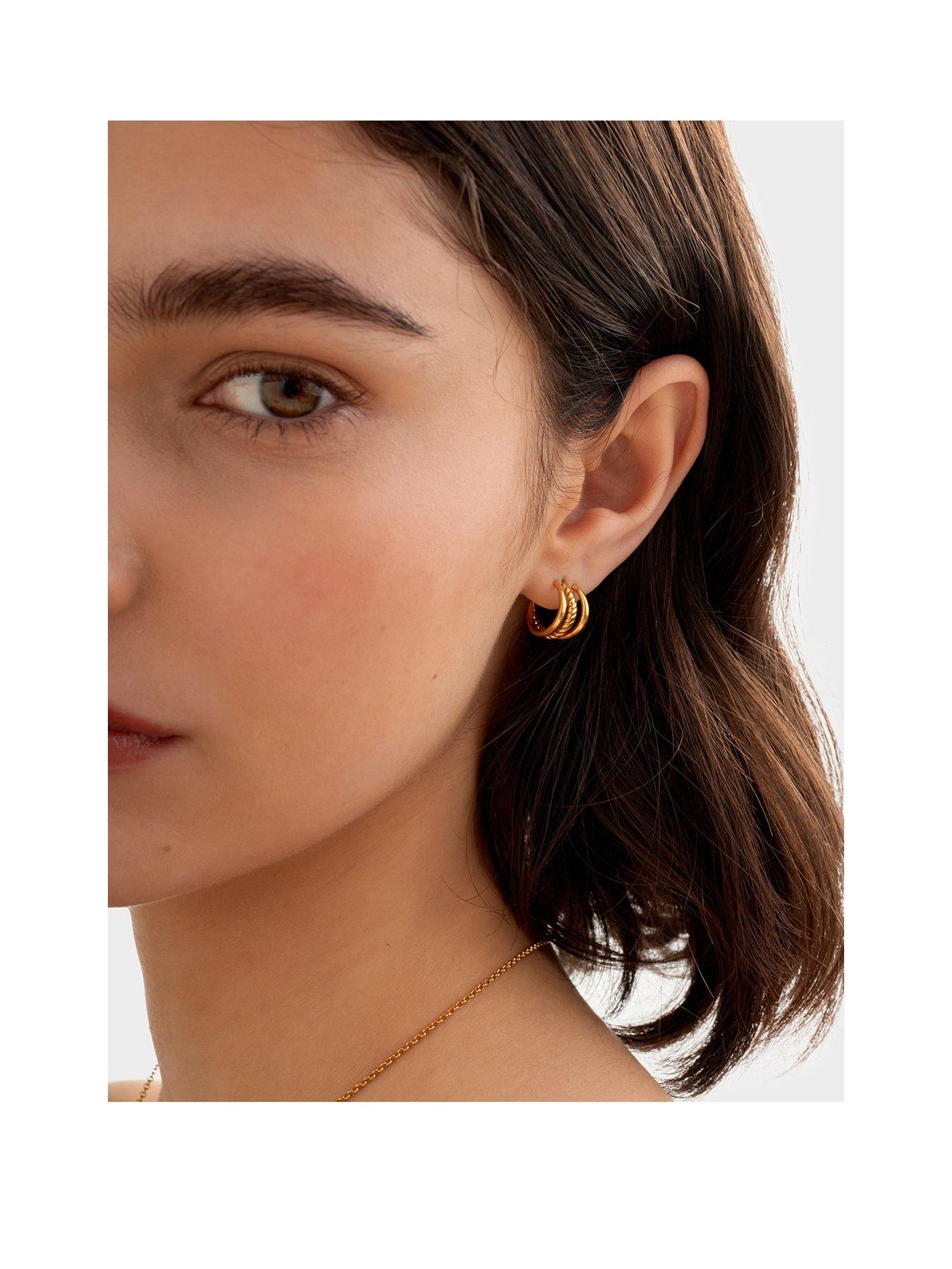 Katie Loxton LAIA ILLUSION HOOP EARRINGS , Gold Coated , 1.3cm x 1.5cm x 1.3cm