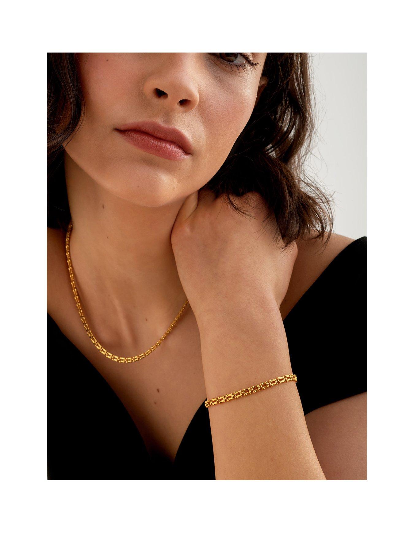 Katie Loxton GRECIAN LINK BRACELET , Gold Coated , 18cm + 3cm extender