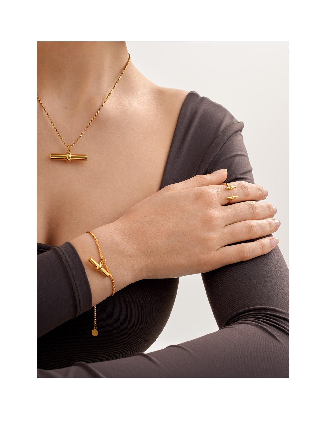 Katie Loxton THEMIS LARGE T-BAR BRACELET , Gold Coated , 18cm + 3cm extender