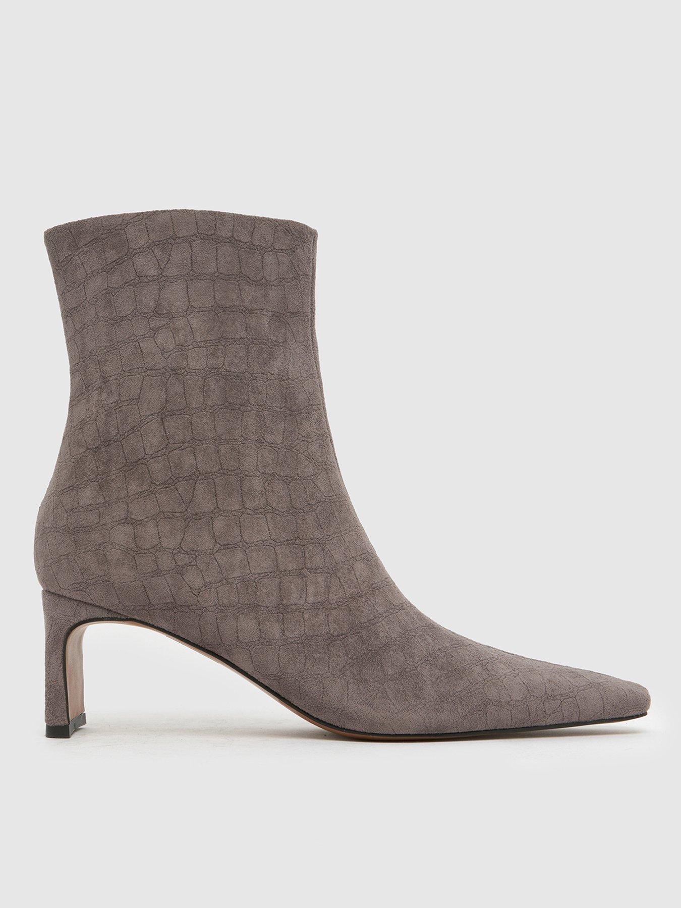 Schuh Bethal Set Back Heel Boots - Grey