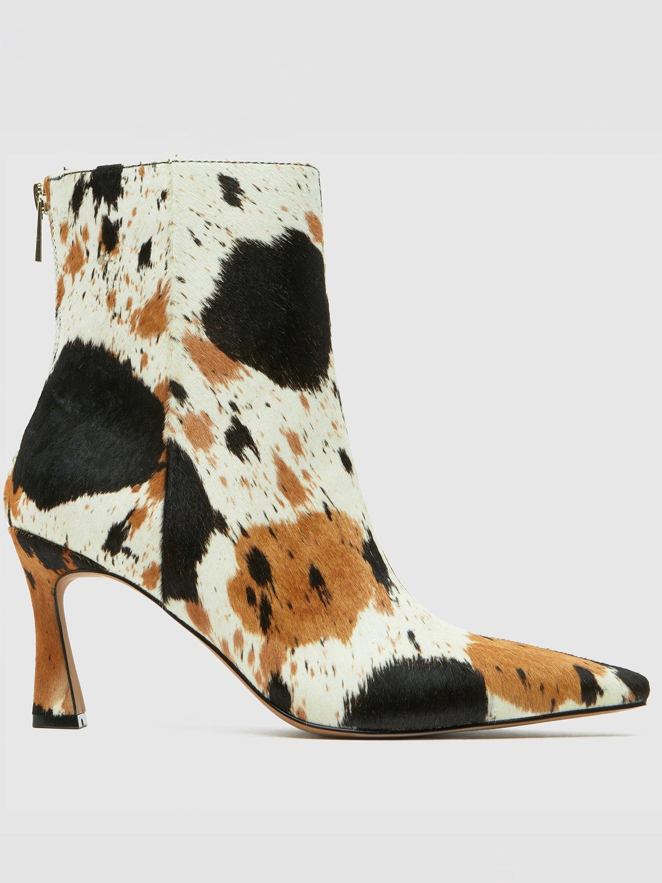 Schuh Bambi Leather Point Heeled Boot - Brown & White