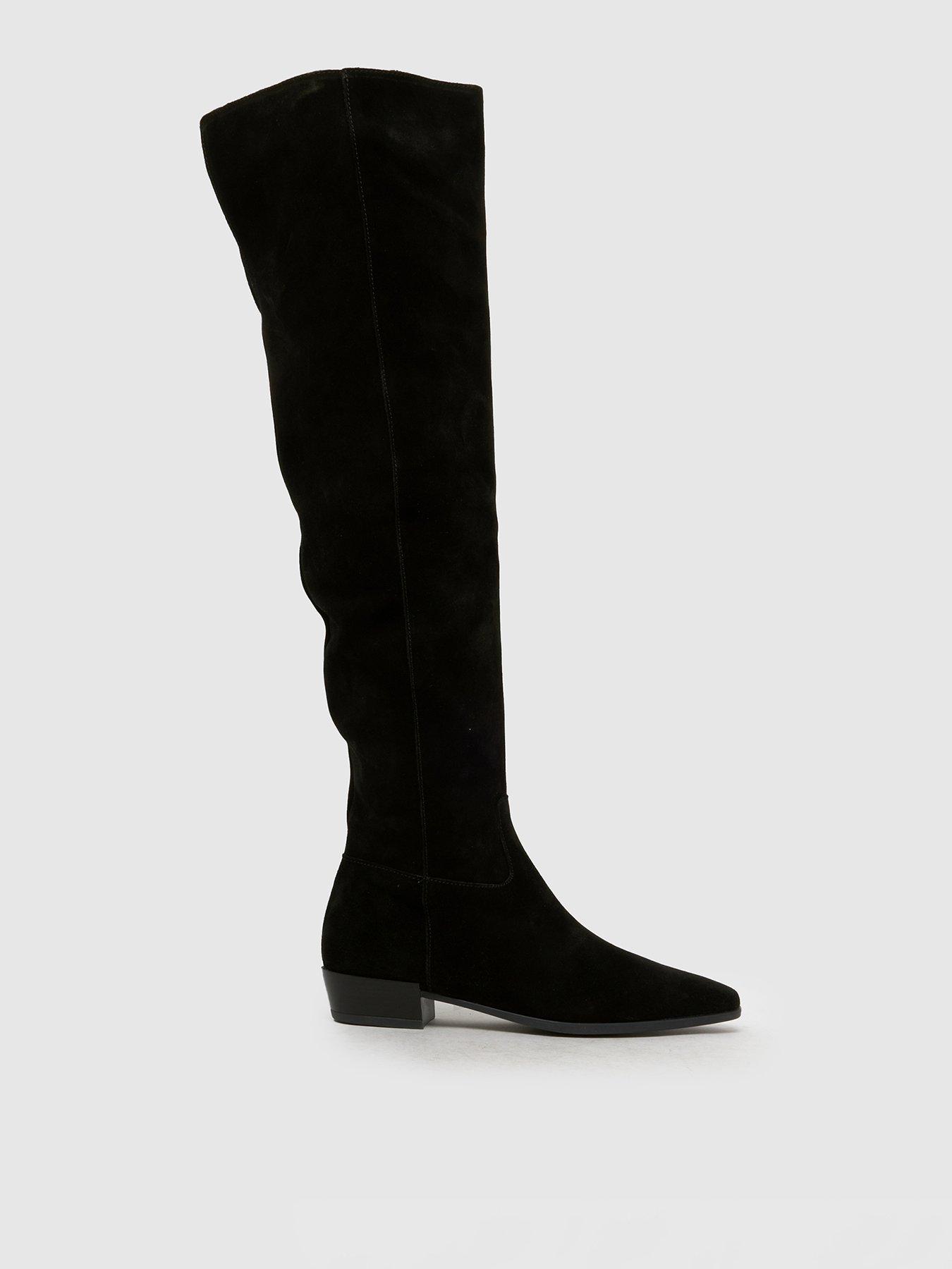 Schuh Daffy Over The Knee Suede Boots - Black