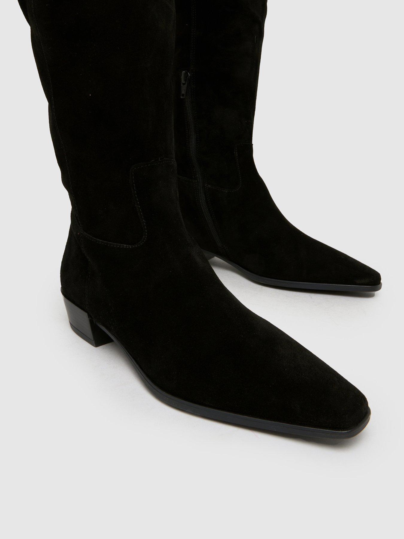 Image 3 of 4 of Schuh Daffy Over The Knee Suede Boots - Black