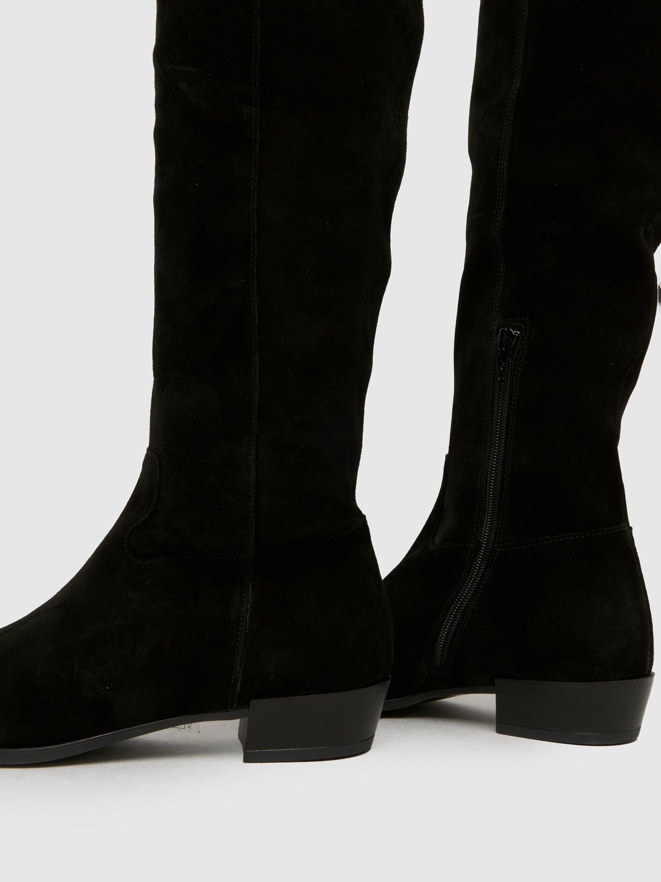 Image 4 of 4 of Schuh Daffy Over The Knee Suede Boots - Black