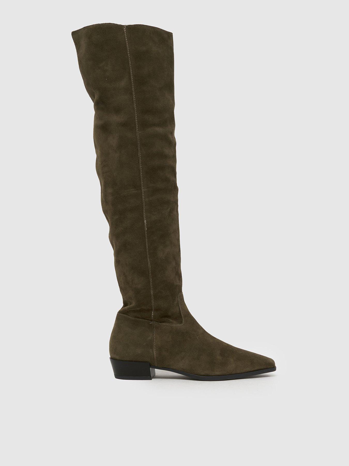 Image 1 of 4 of Schuh Daffy Over The Knee Suede Boot - Dark Green