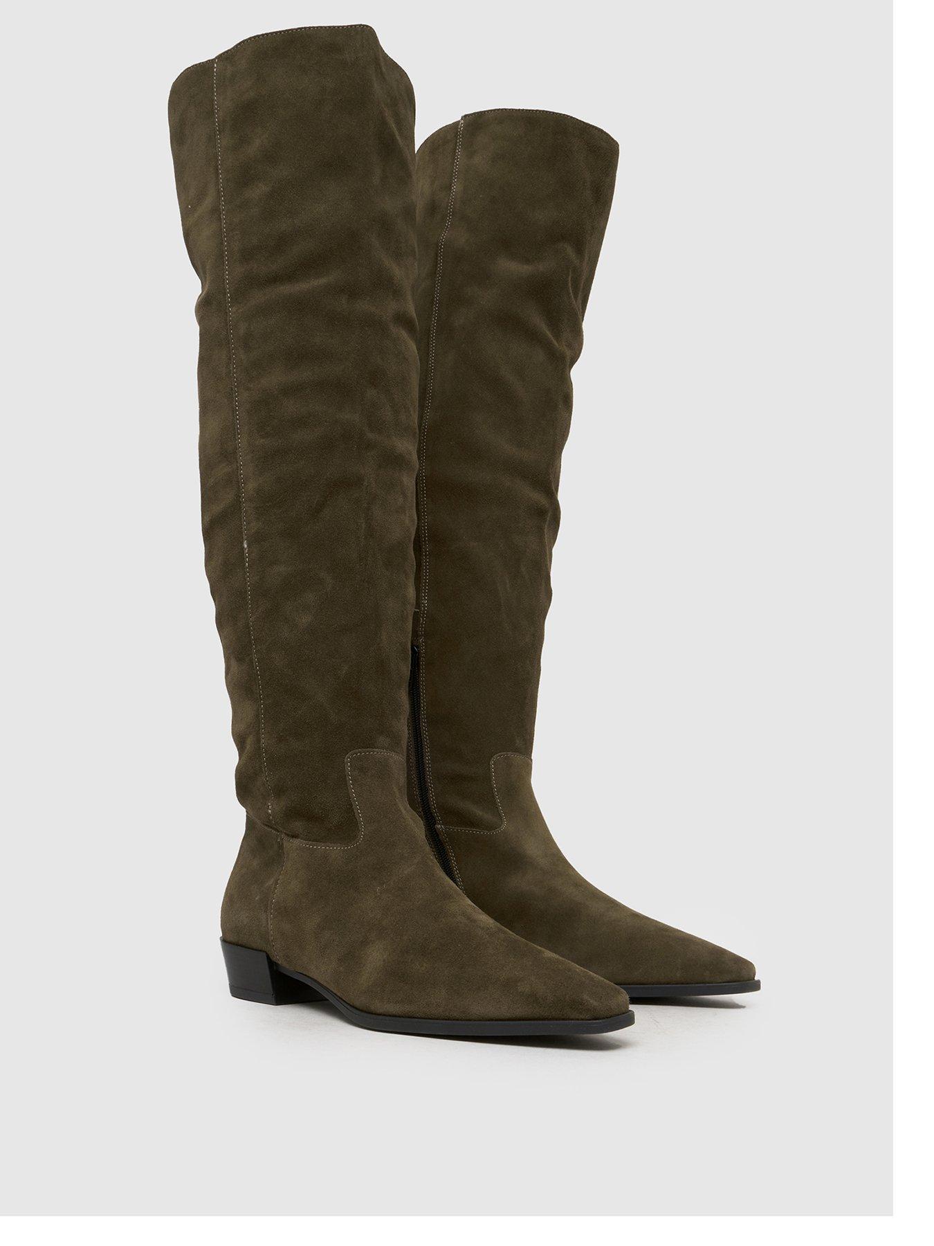 Image 2 of 4 of Schuh Daffy Over The Knee Suede Boot - Dark Green