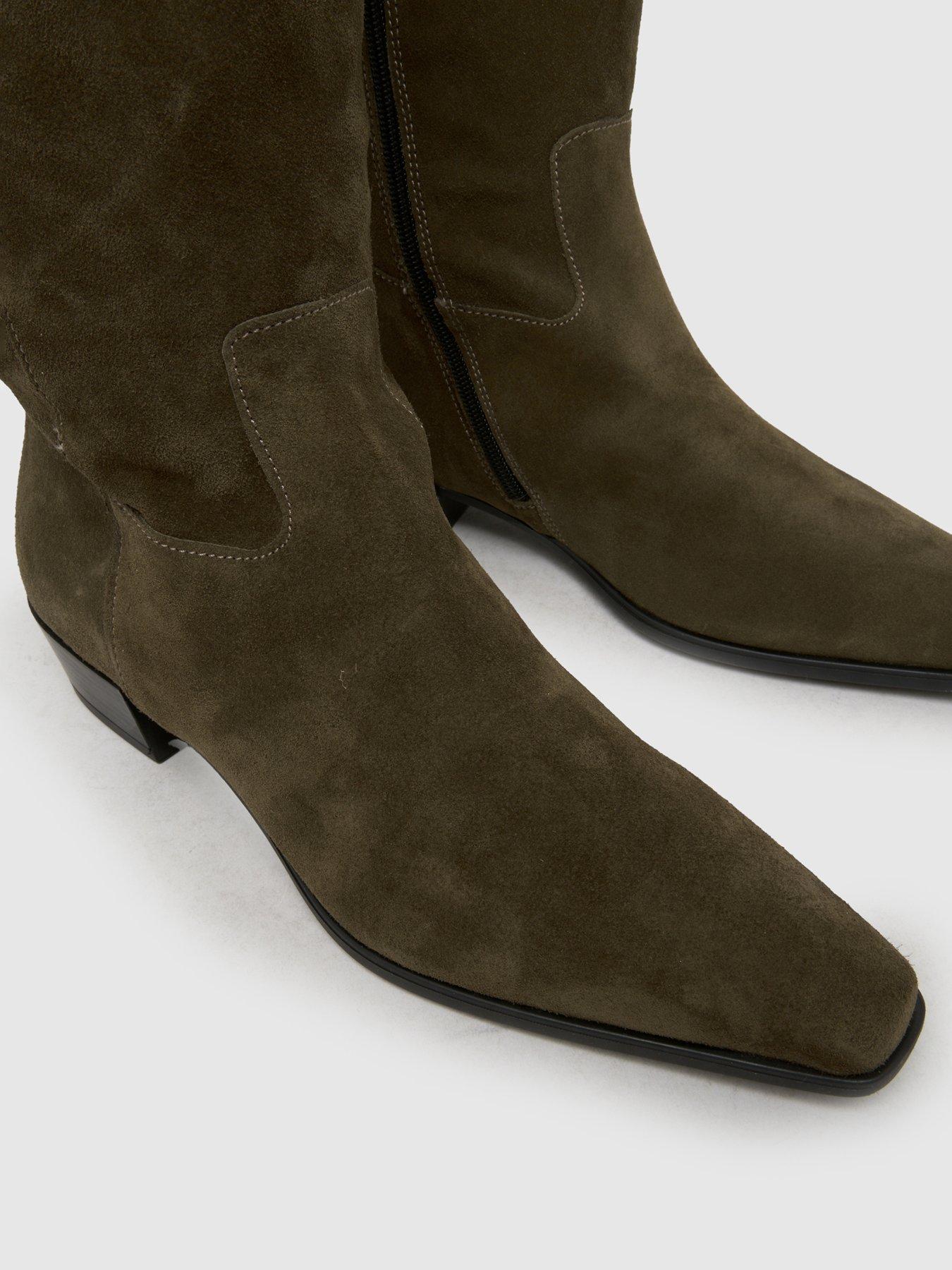 Image 3 of 4 of Schuh Daffy Over The Knee Suede Boot - Dark Green