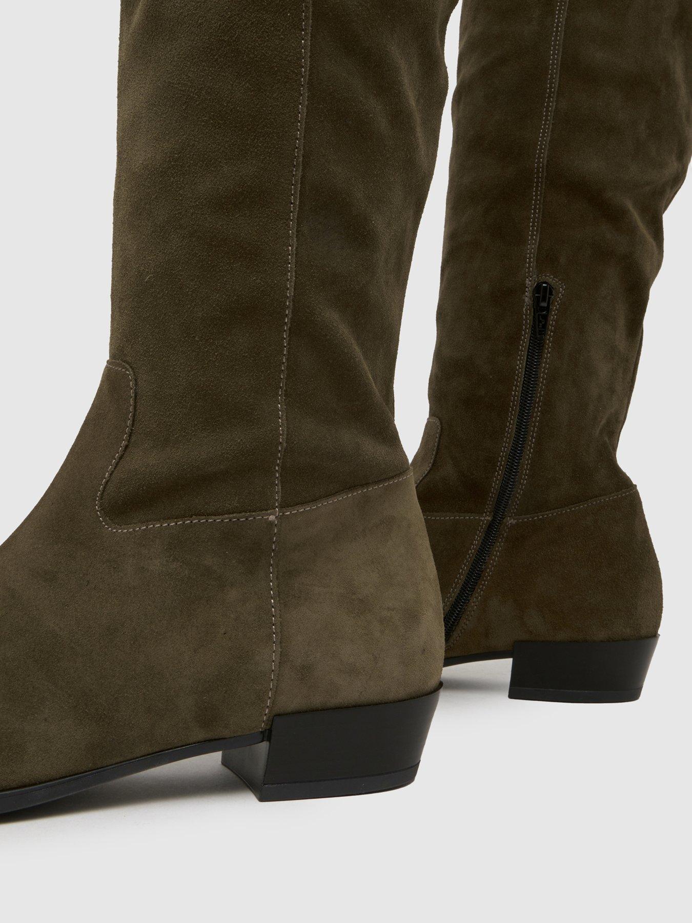 Image 4 of 4 of Schuh Daffy Over The Knee Suede Boot - Dark Green