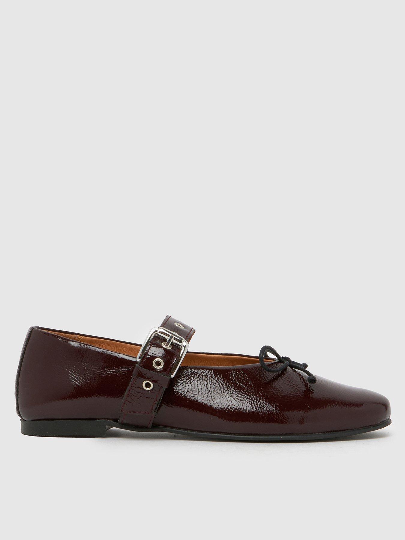 Schuh Lucinda Leather Mary Jane Ballerina Shoes - Burgundy