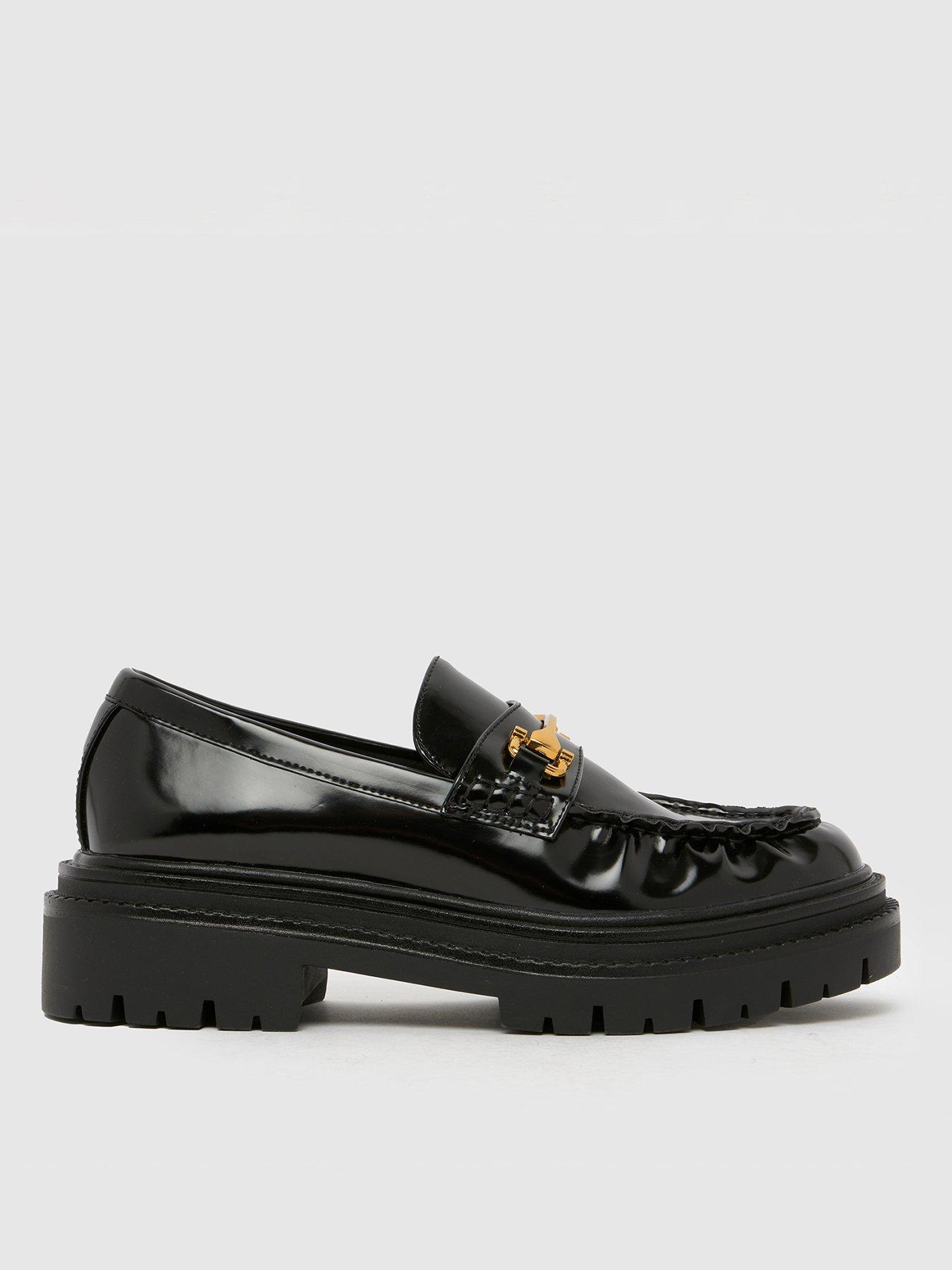 Schuh Lark Chunky Ruched Snaffle Loafer - Black
