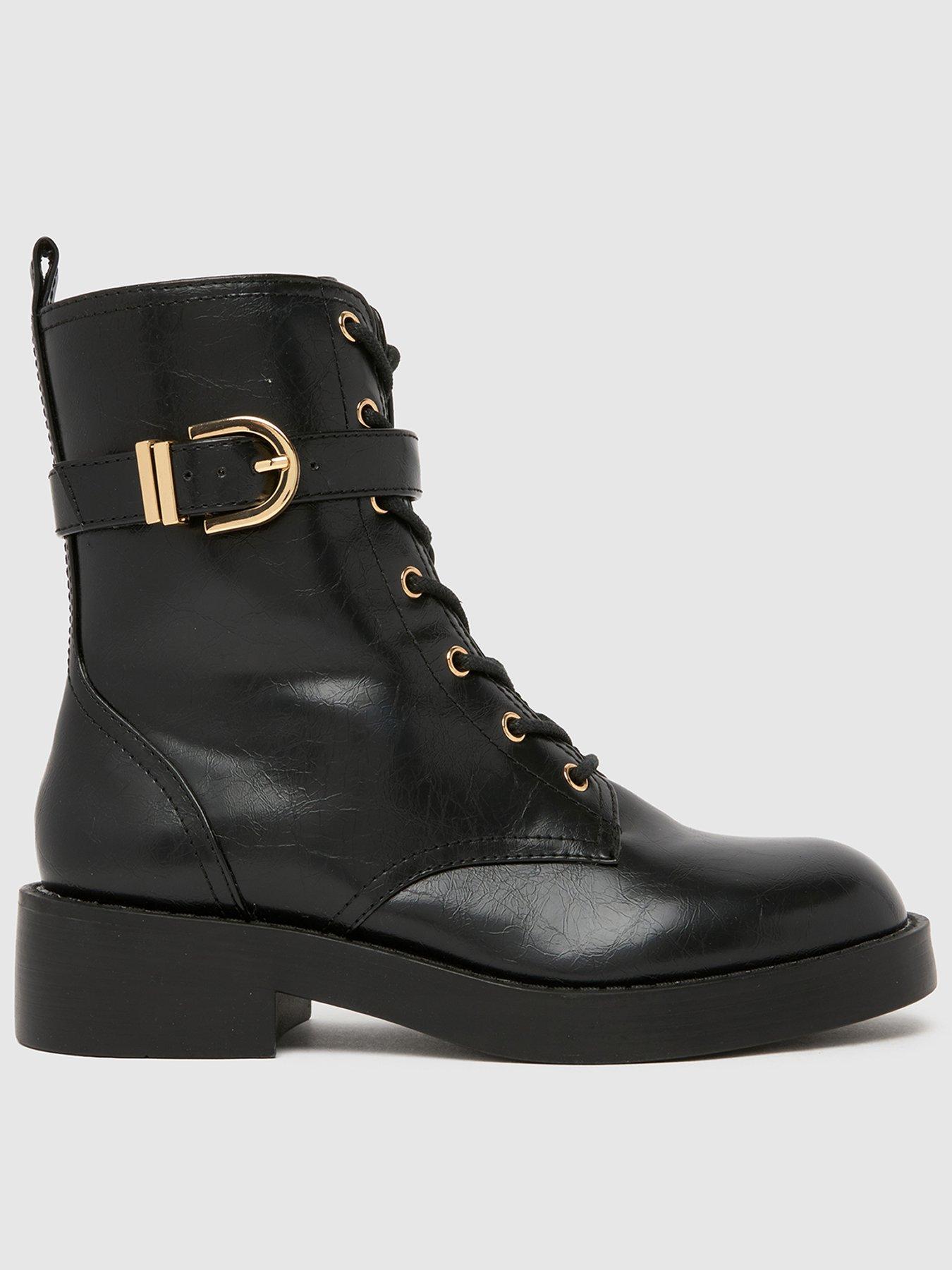 Image 1 of 4 of Schuh Ada Wide Fit Lace-Up Boot&nbsp;- Black