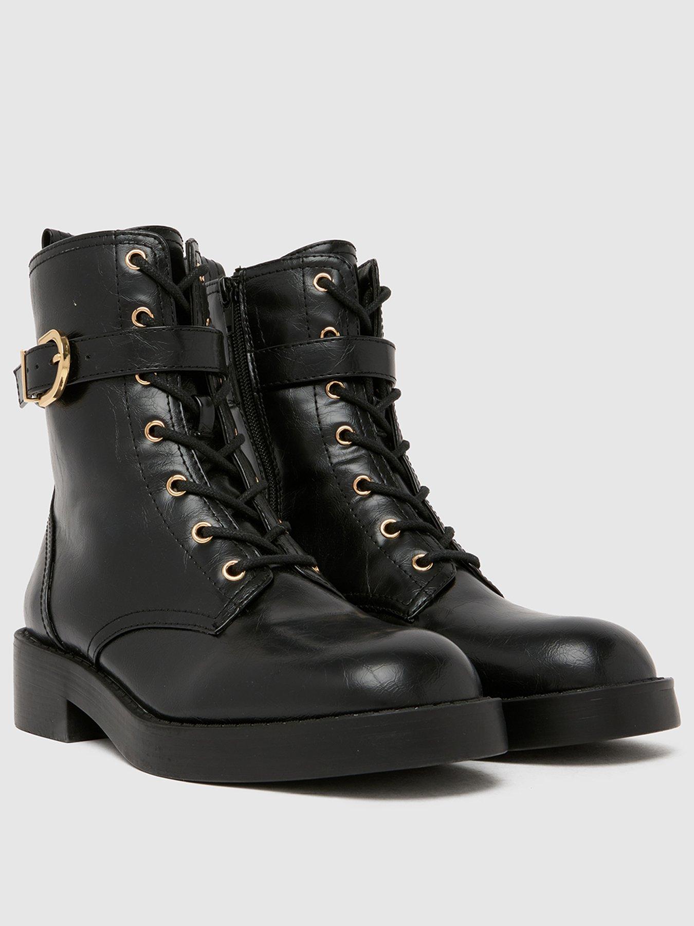 Image 2 of 4 of Schuh Ada Wide Fit Lace-Up Boot&nbsp;- Black