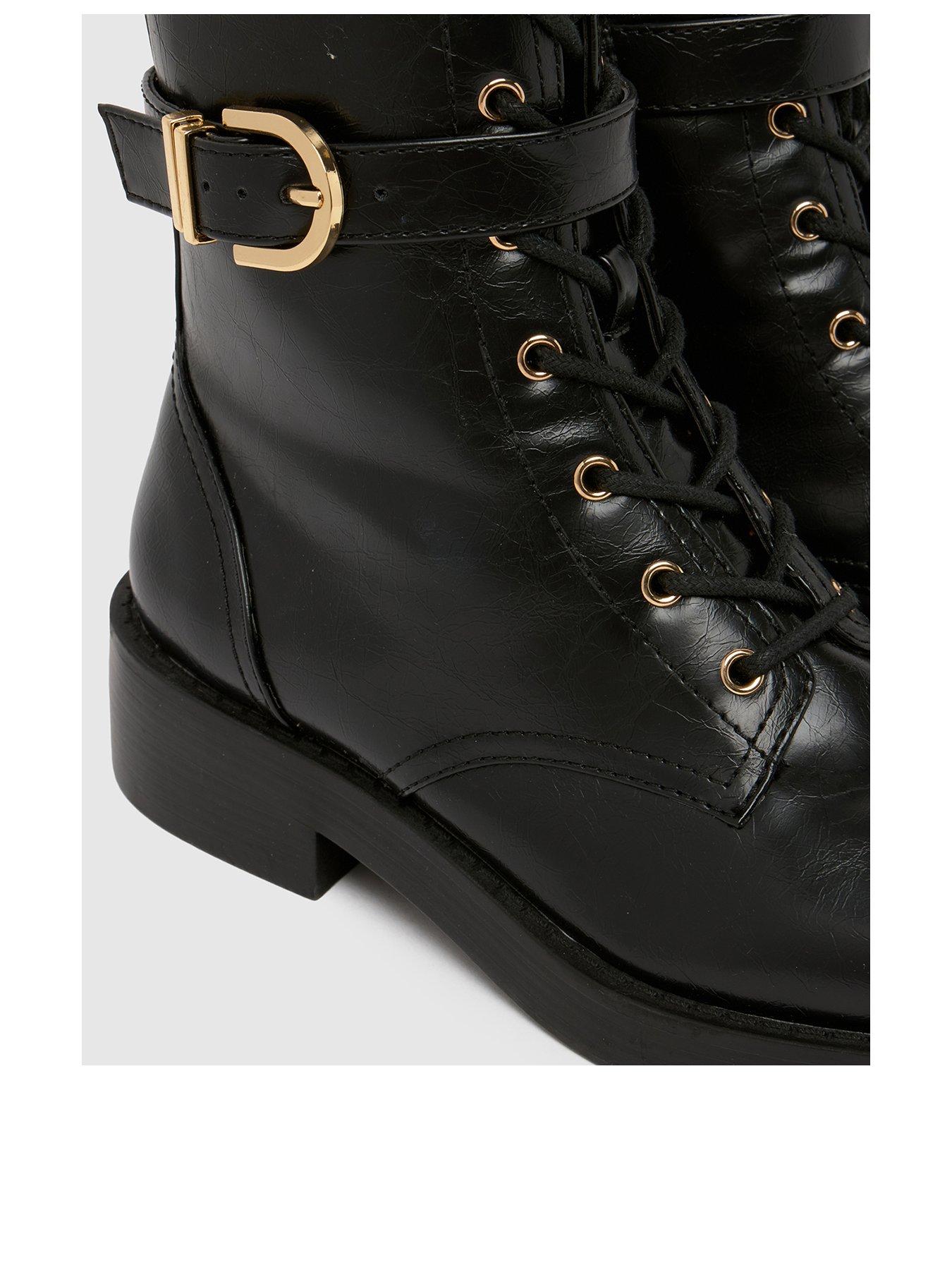 Image 3 of 4 of Schuh Ada Wide Fit Lace-Up Boot&nbsp;- Black