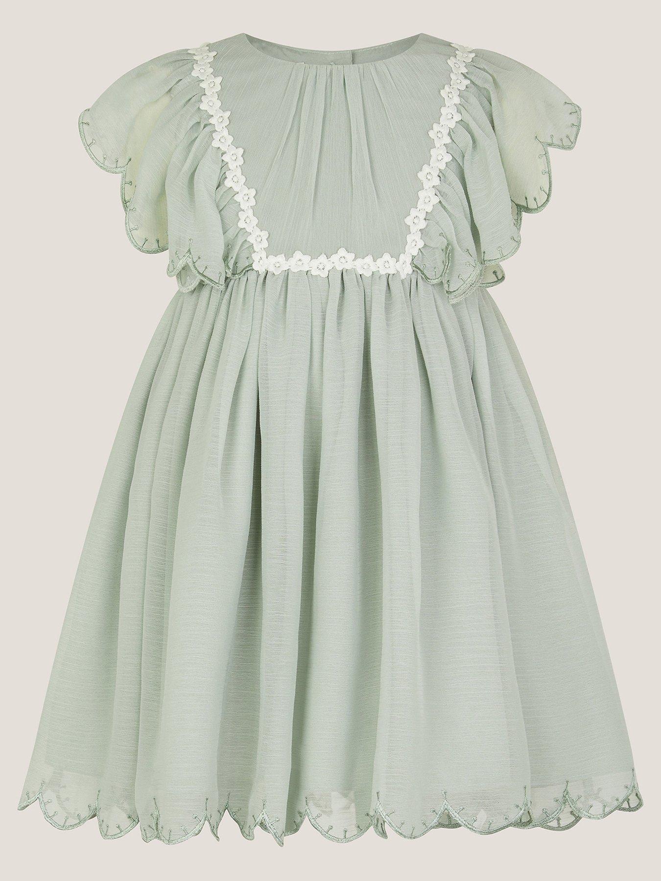undefined Baby Girls Summer Crochet Floaty Dress - Sage