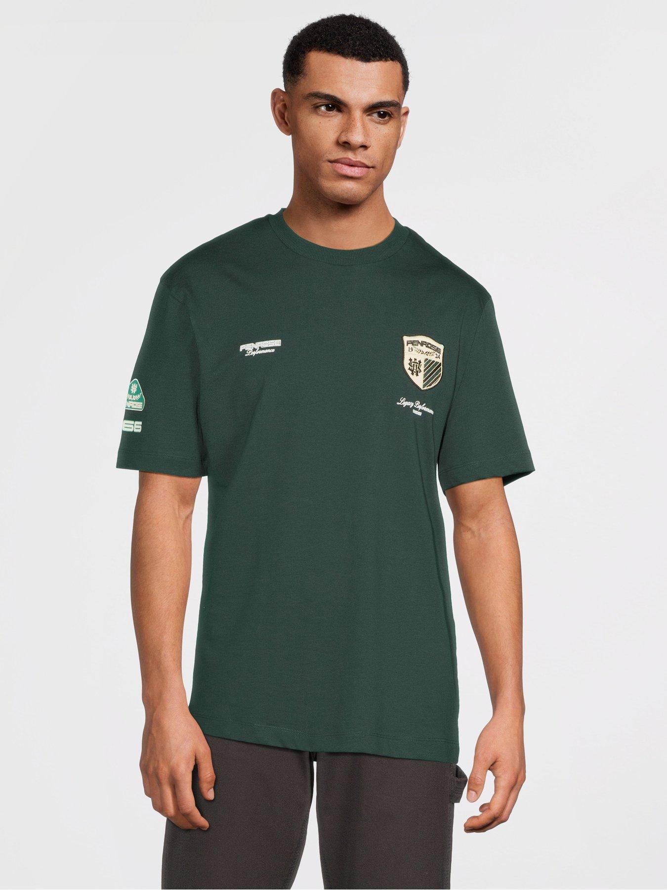 River Island Penrose Crest T-Shirt Dark Green Very