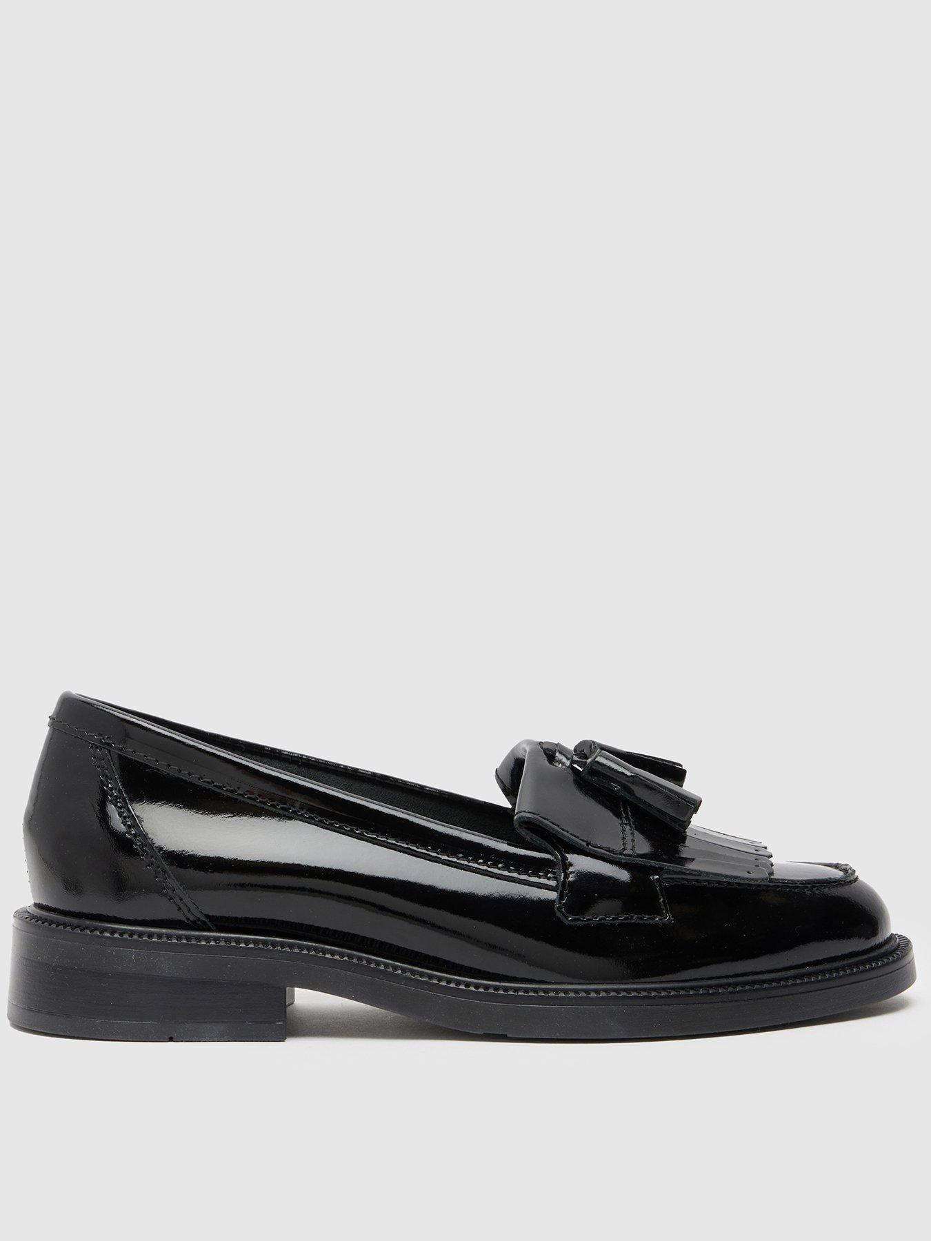 undefined Wide Fit Lizzie Patent Leather Tassel Loafer - Black